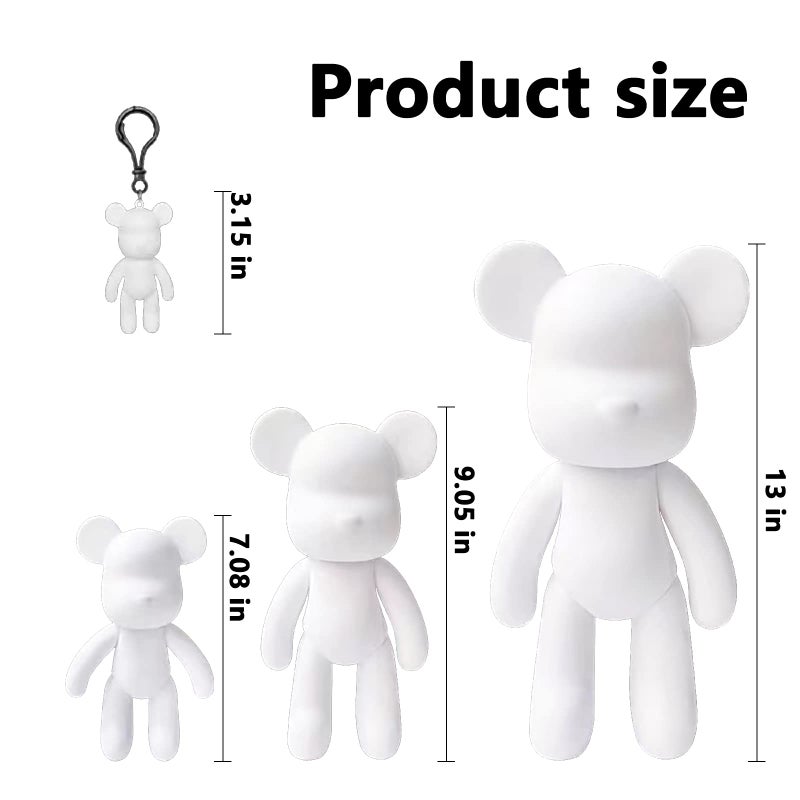 Coniuty DIY (Black+White+Gold  9 Inch) Fluid Bear + Bear Keychain Figure Paint Set for Creative Graffiti Art Multicolor Painting - Image 2